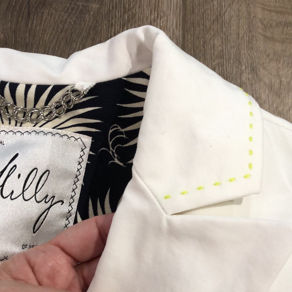 MILLY White Blazer Jacket w/Stretch - Picture 3 of 10